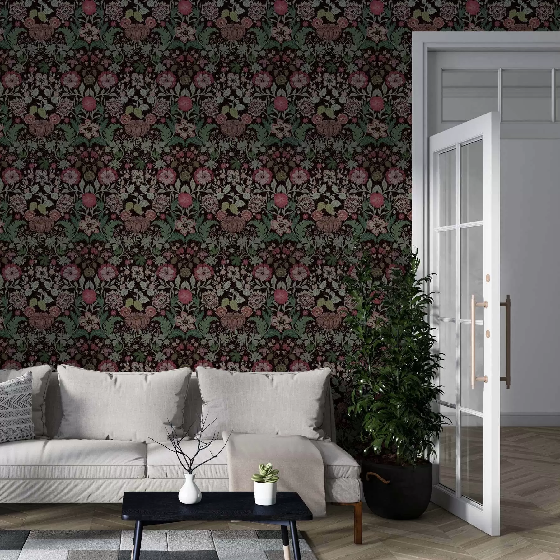 fototapeter Kontrasterende trykk med blomstermotiver a00145v4