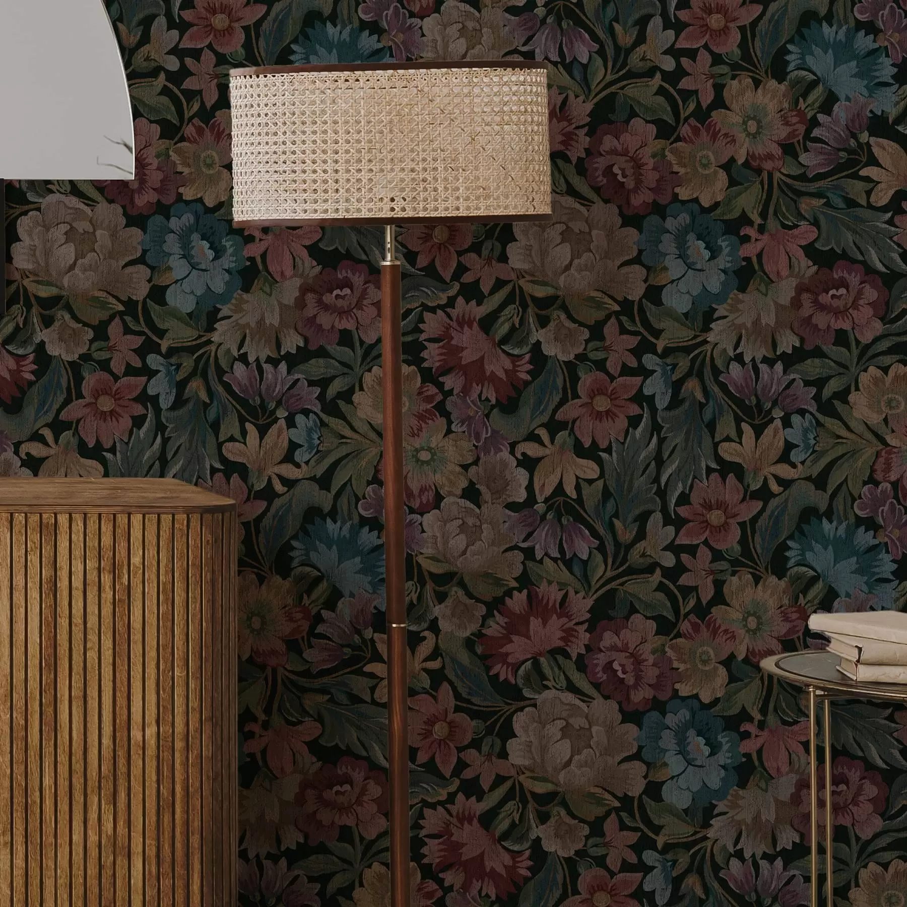 fototapeter Gobelintekstil med fargerike blomster a00146