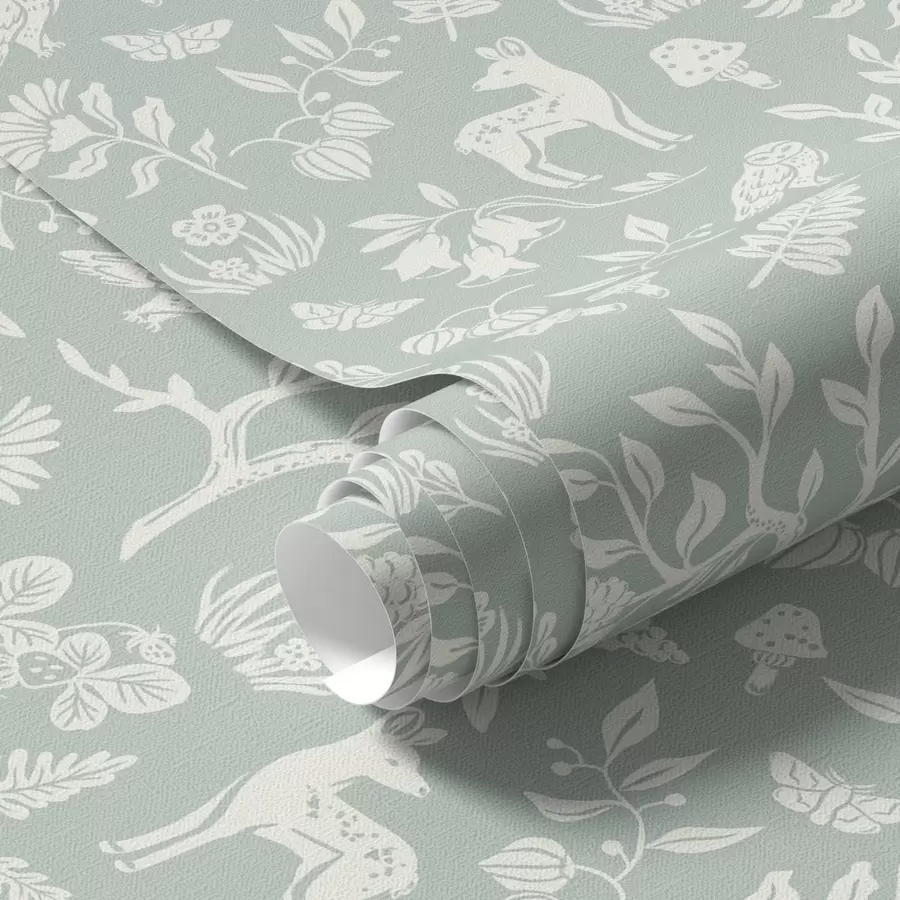 fototapeter Skandinaviske dyr og planter på en mintfarget bakgrunn a00149