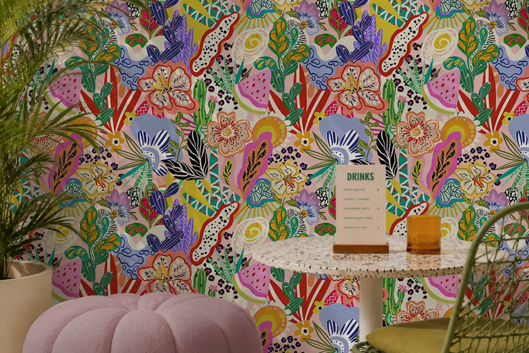 fototapeter Abstrakt blomstertrykk i pop art-stil a00167