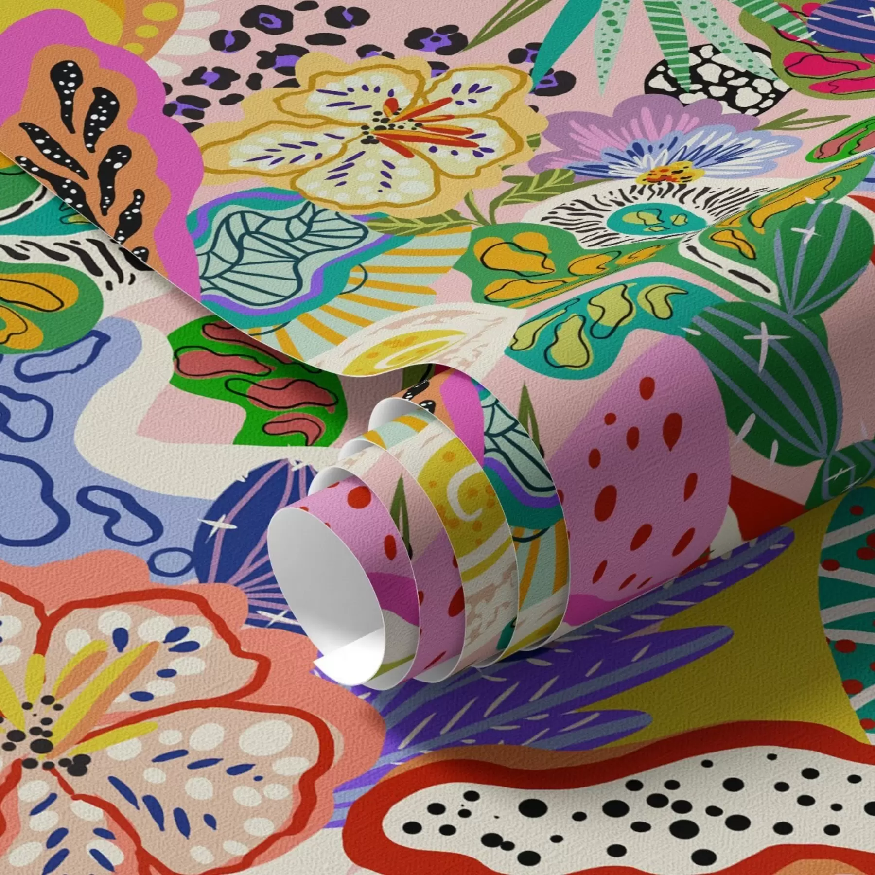 fototapeter Abstrakt blomstertrykk i pop art-stil a00167