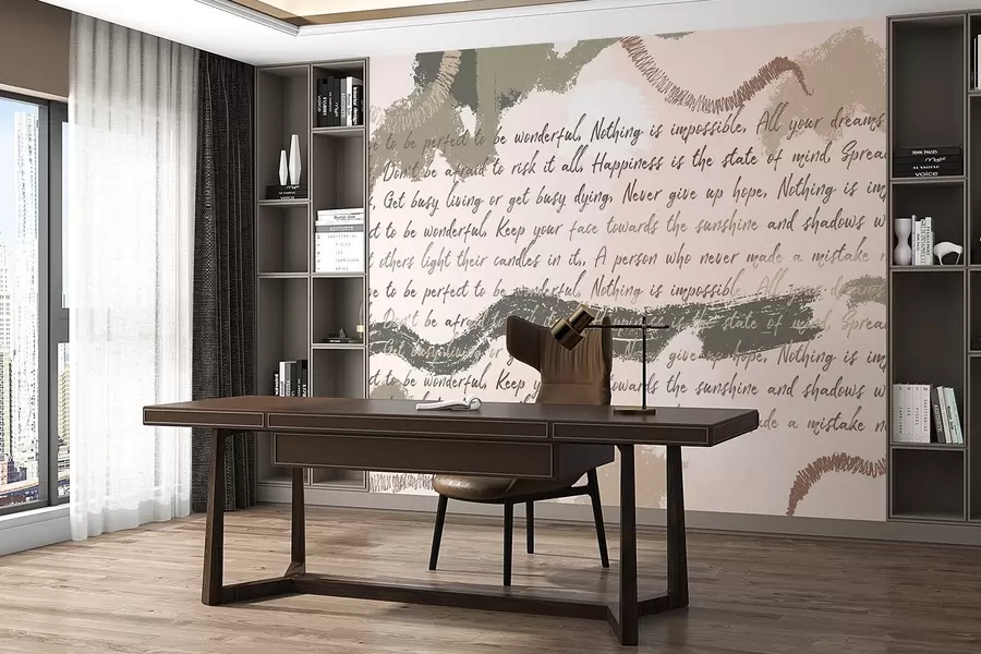 fototapeter Design med inspirerende sitater, abstraksjon, naturlige farger w03909