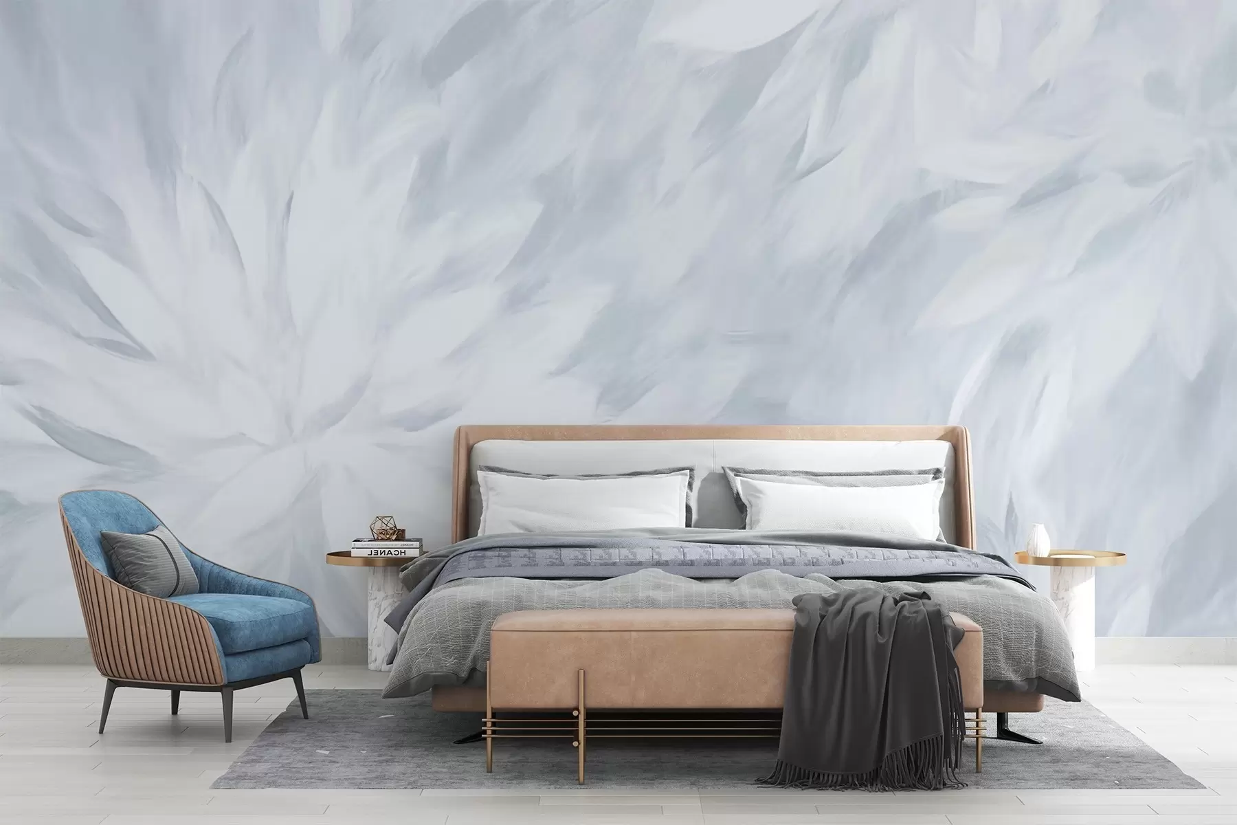 fototapeter Blomster i stil med myke streker w03986v3