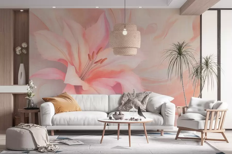 fototapeter Lilje blomst flytende abstraksjon, floral, fargerik tegning w04006