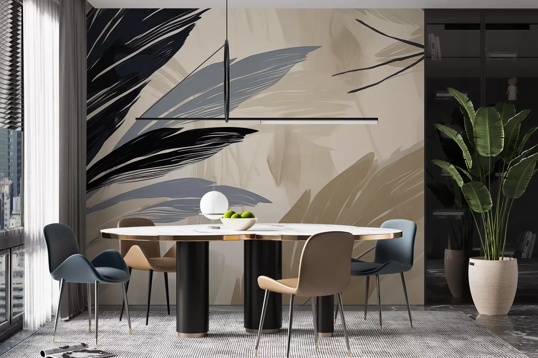 fototapeter Abstrakte, flerfargede fjær w04037v2