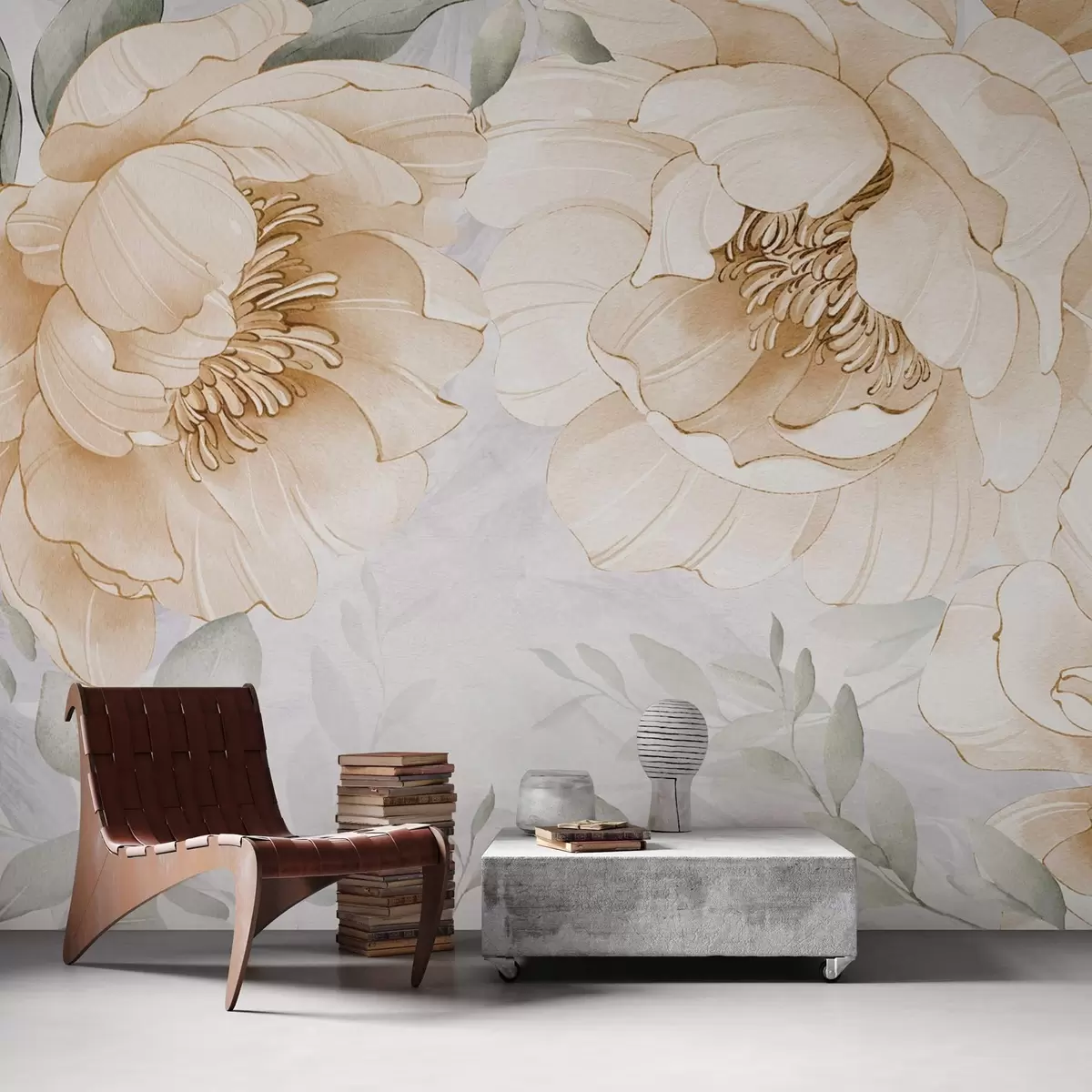 fototapeter Gule pioner imitert akvarell w03932v1