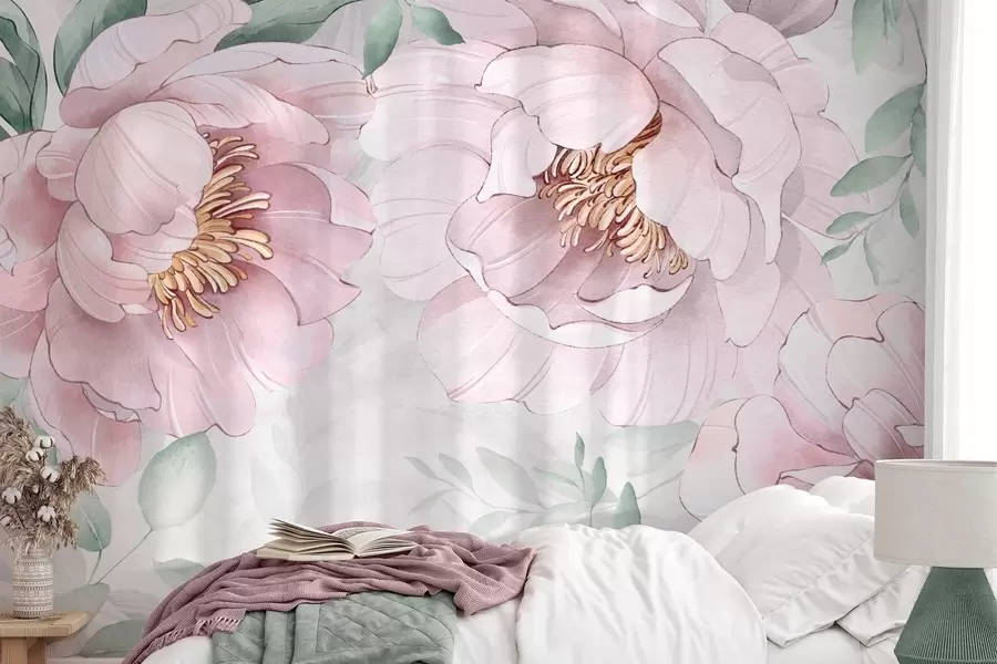 fototapeter Rosa pioner imitert akvarell w03932v2