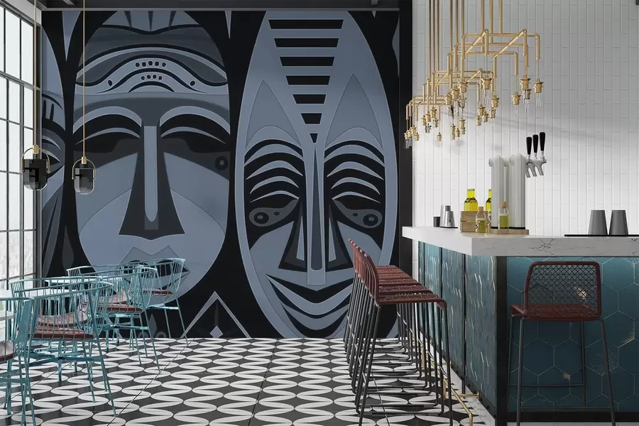 fototapeter Afrikanske masker w04043v1