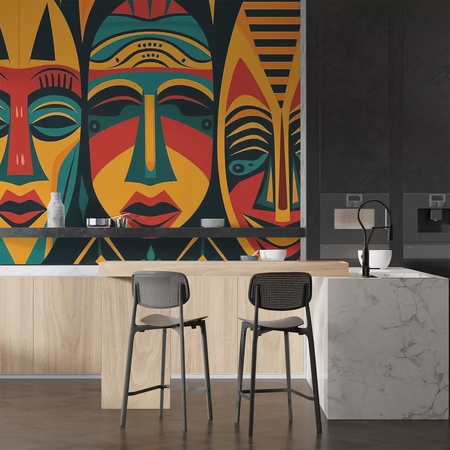 fototapeter Afrikanske masker w04043v2