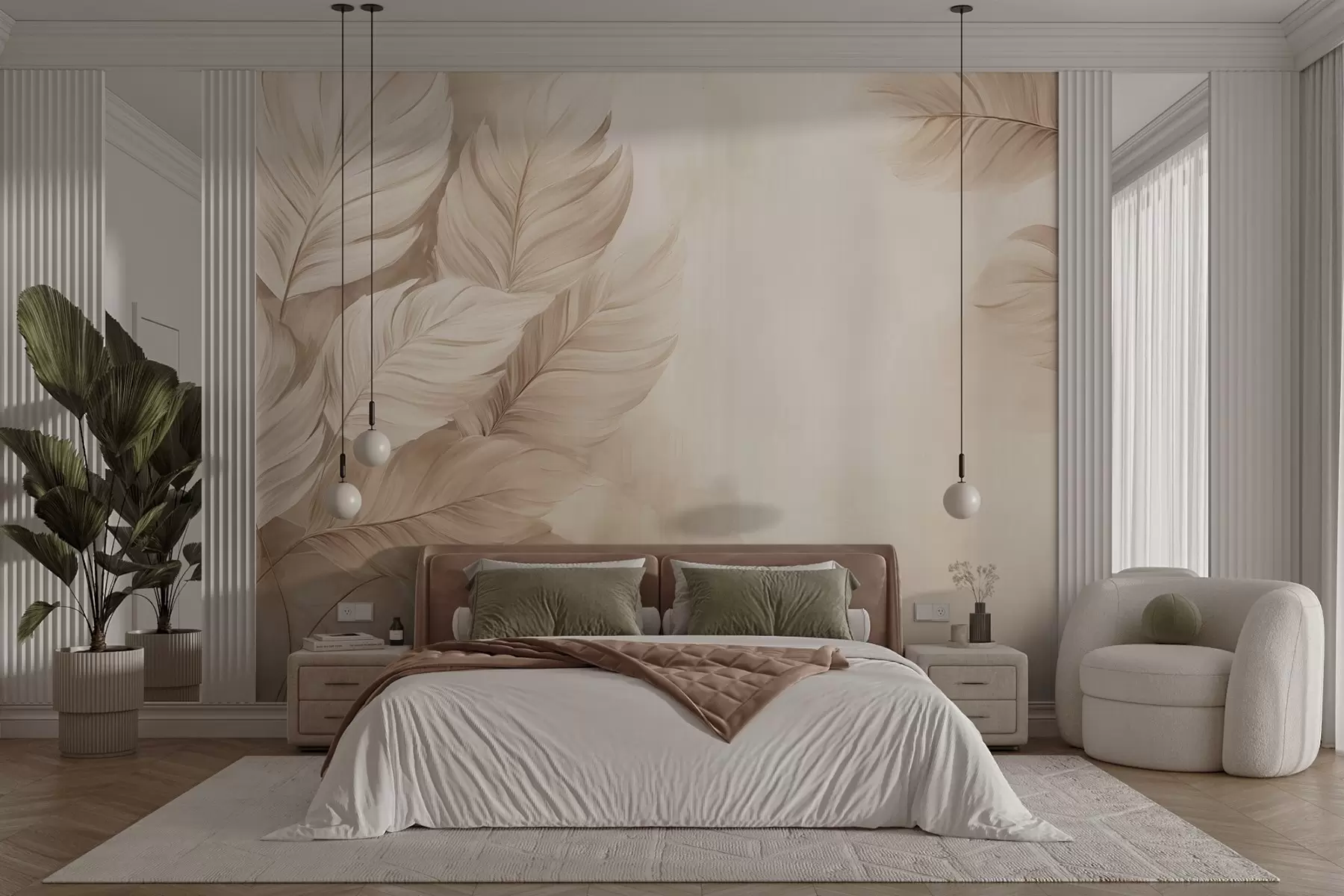 fototapeter Pastellfargede blader w09175v2