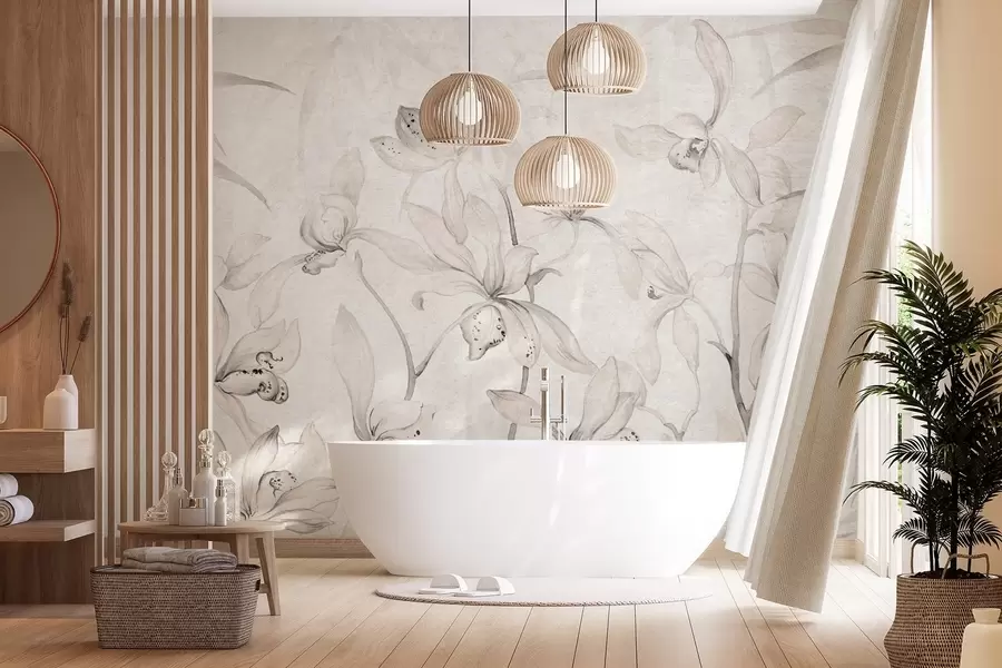 fototapeter Ville orkideer, nyanser av beige w03933v1