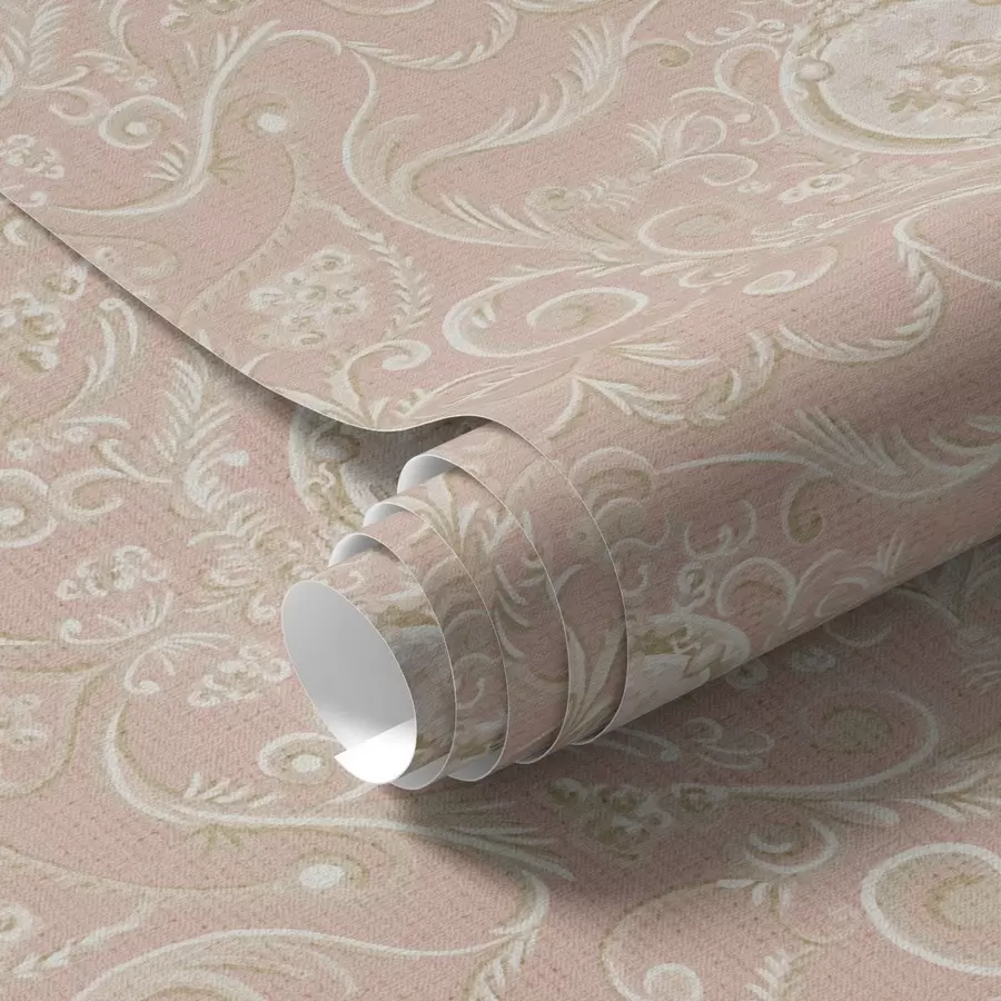 fototapeter Rosa klassisk mønster med medaljonger og blomster a00185