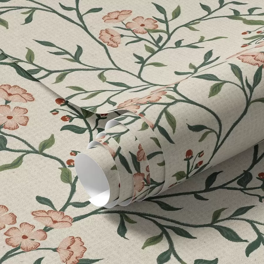 fototapeter Gjennombrutte grener med korallblomster, blomstermønster a00221