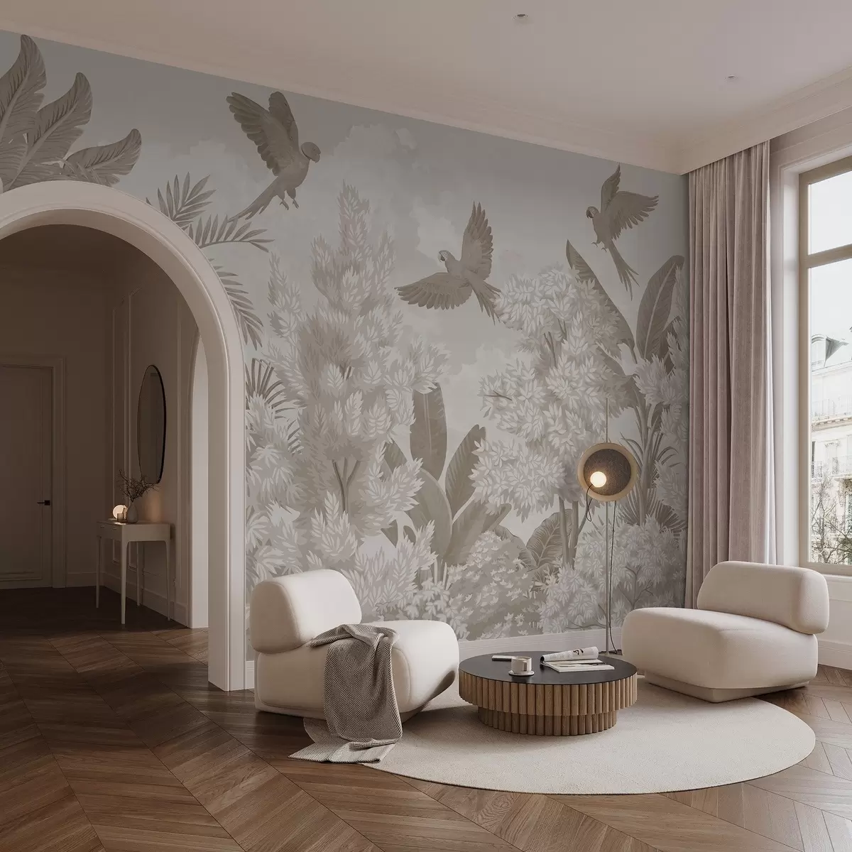 fototapeter Papegøyer i jungelen w04105v1