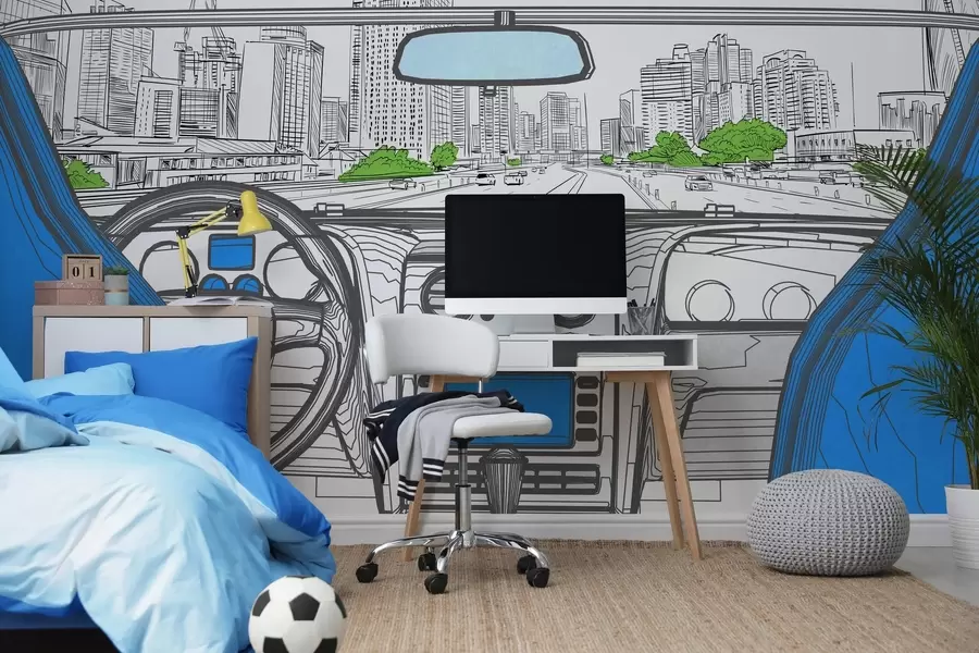 fototapeter Konturvisning fra en bil w04109v1