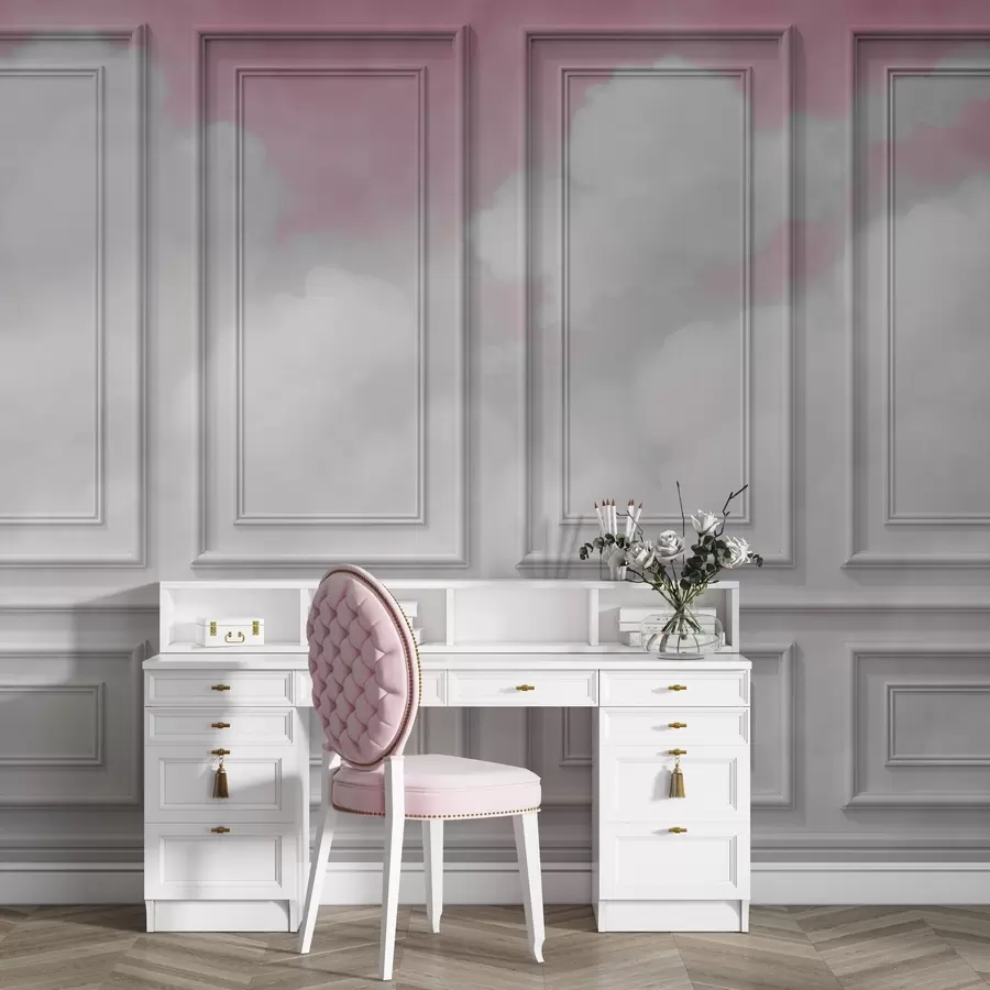 fototapeter Imitasjon av listverk med luftige skyer w04110v2