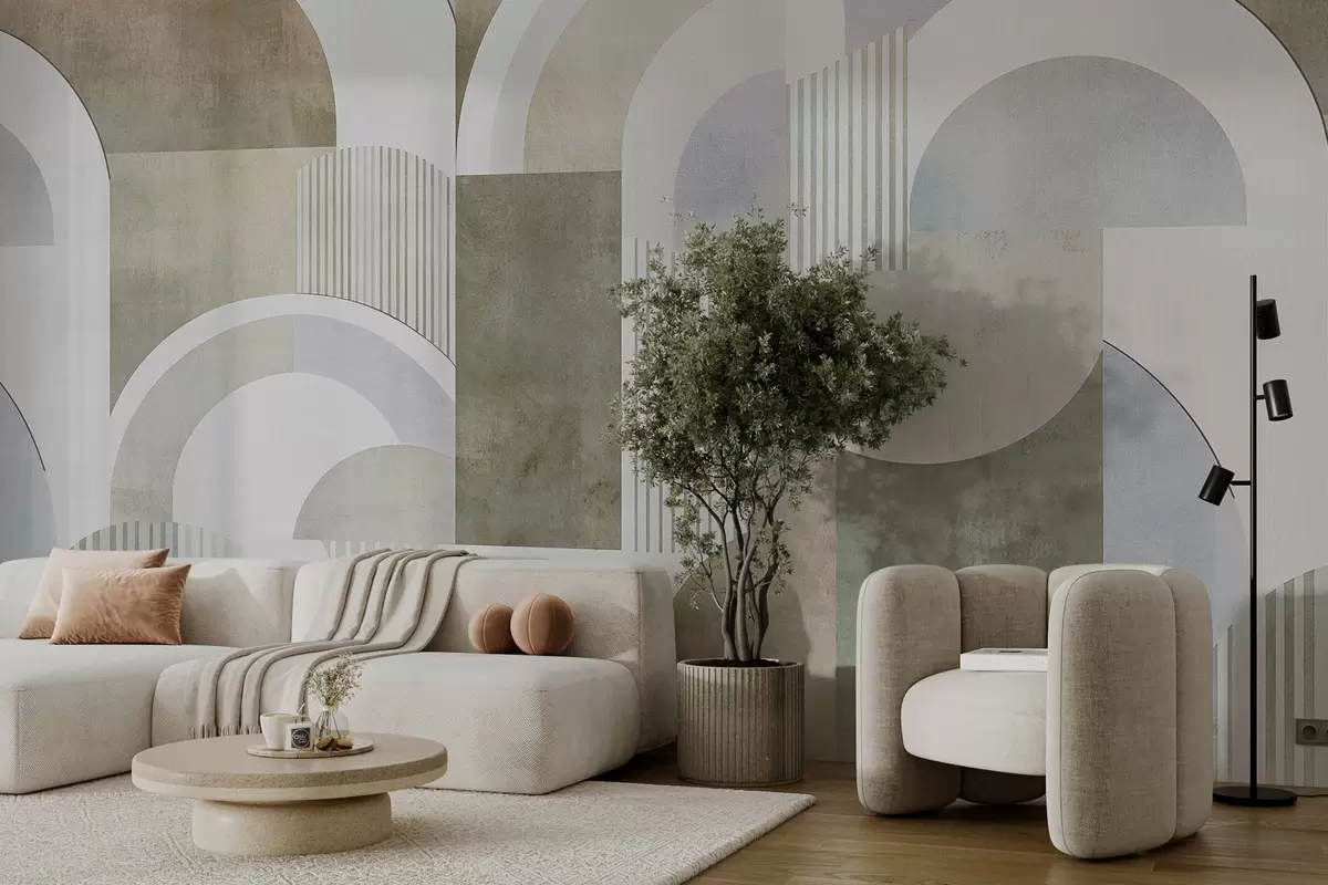 fototapeter Abstrakt geometri i art deco-stil med retroeffekt w04079