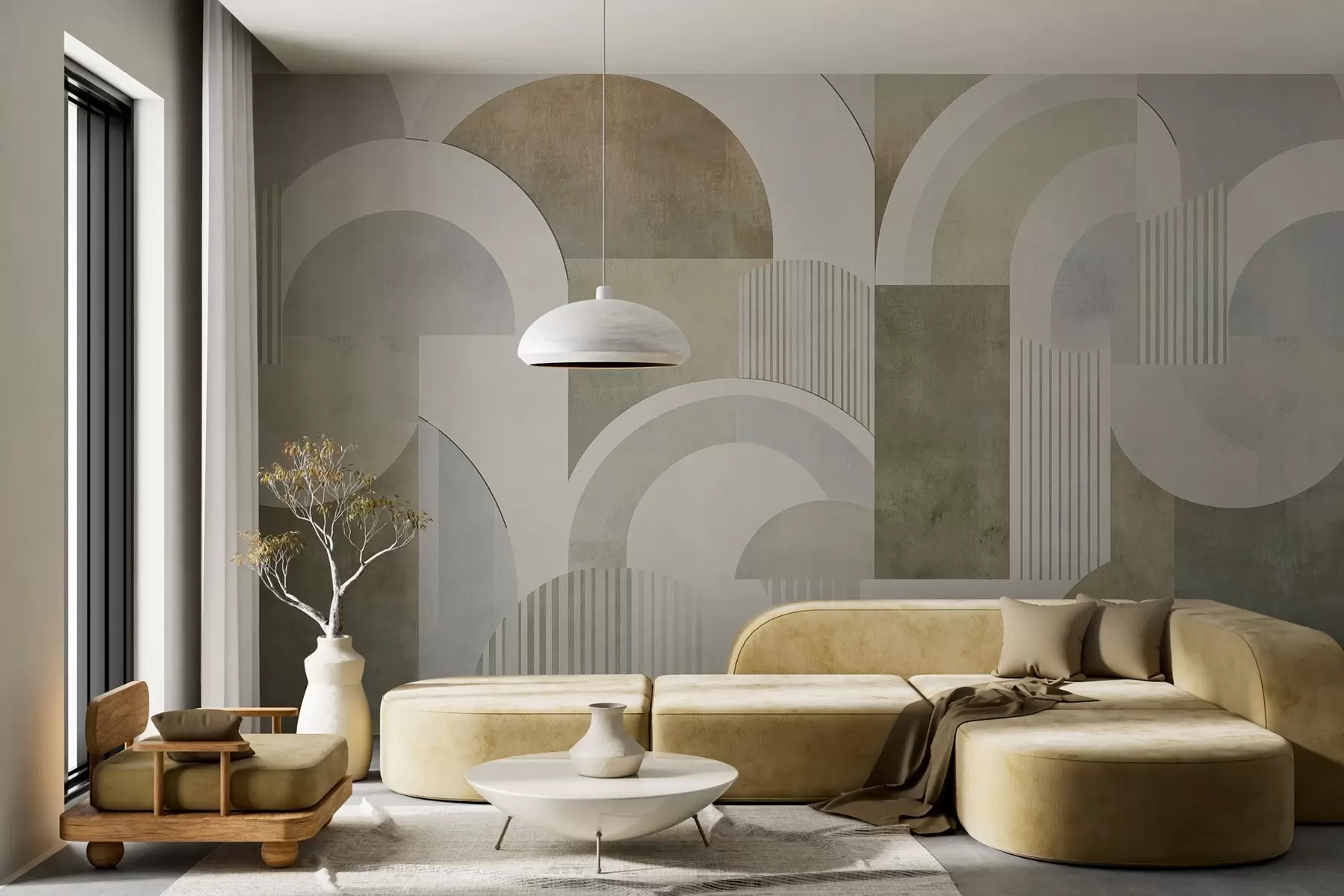 fototapeter Abstrakt geometri i art deco-stil med retroeffekt w04079