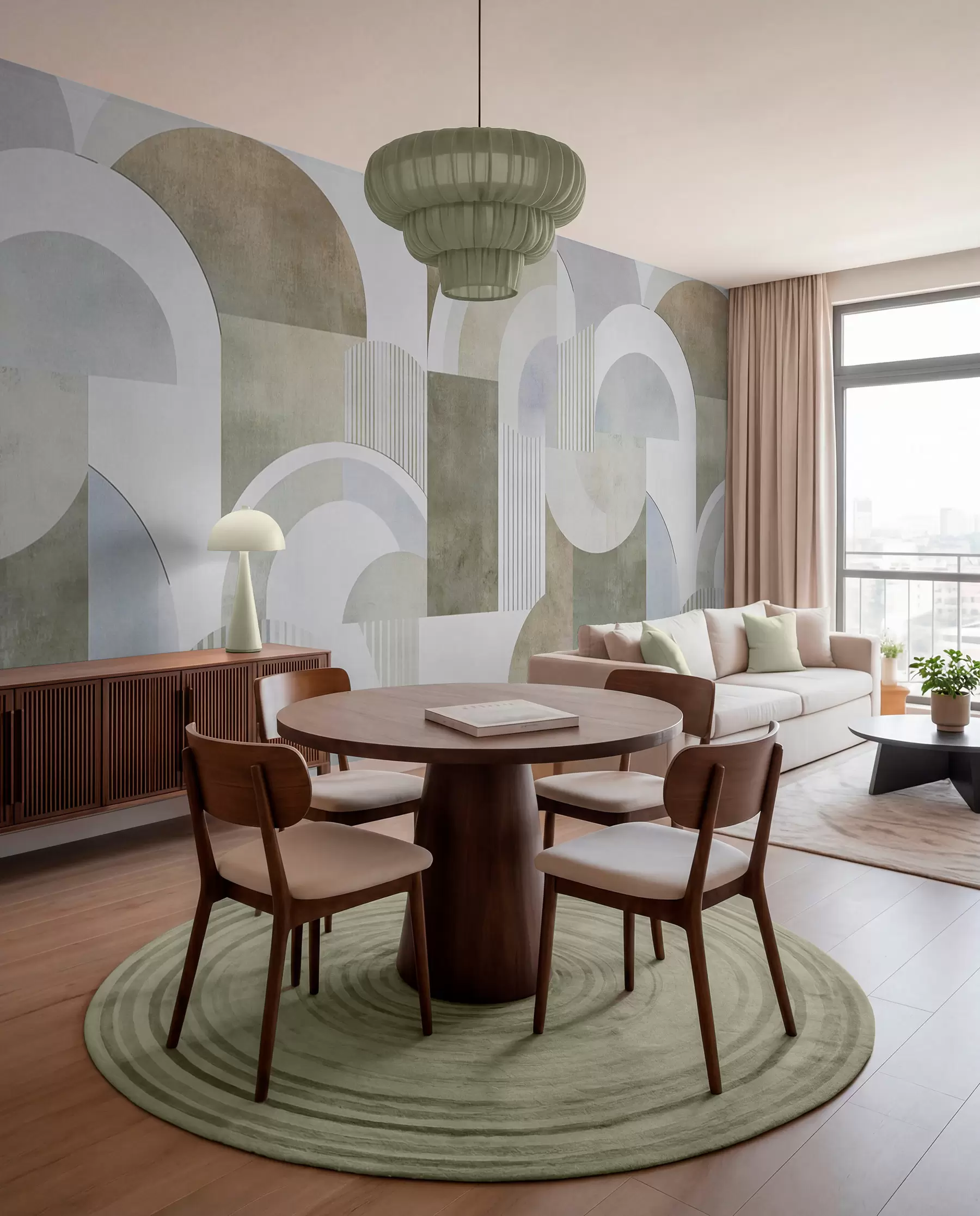 fototapeter Abstrakt geometri i art deco-stil med retroeffekt w04079