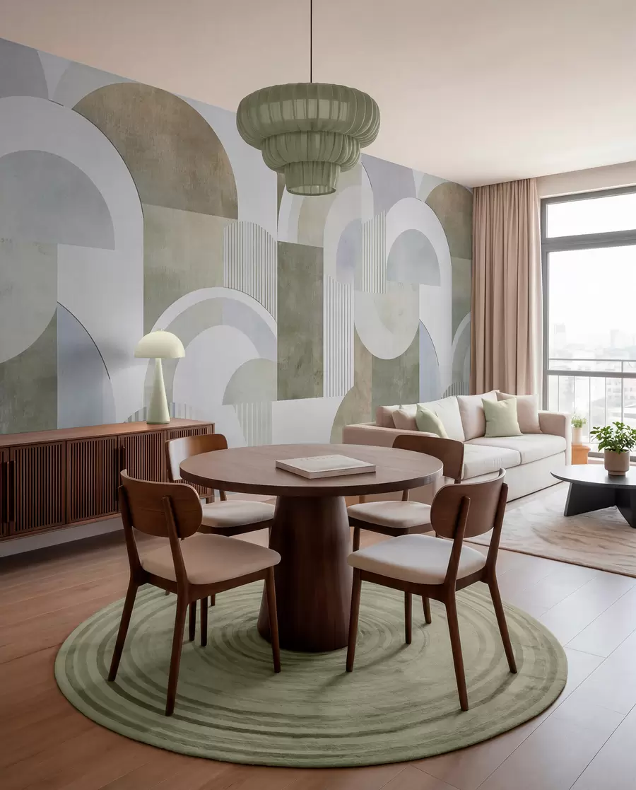 fototapeter Abstrakt geometri i art deco-stil med retroeffekt w04079