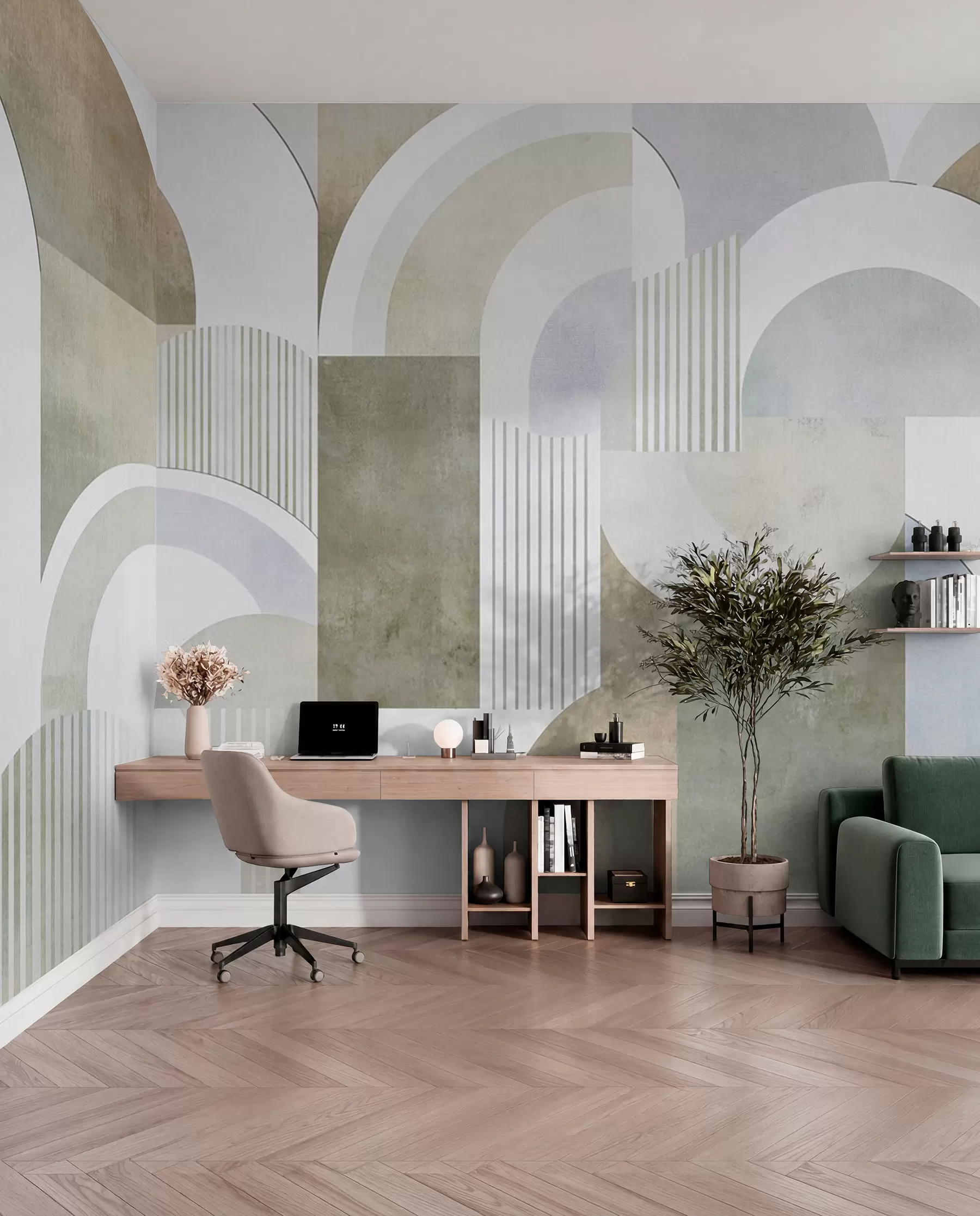 fototapeter Abstrakt geometri i art deco-stil med retroeffekt w04079