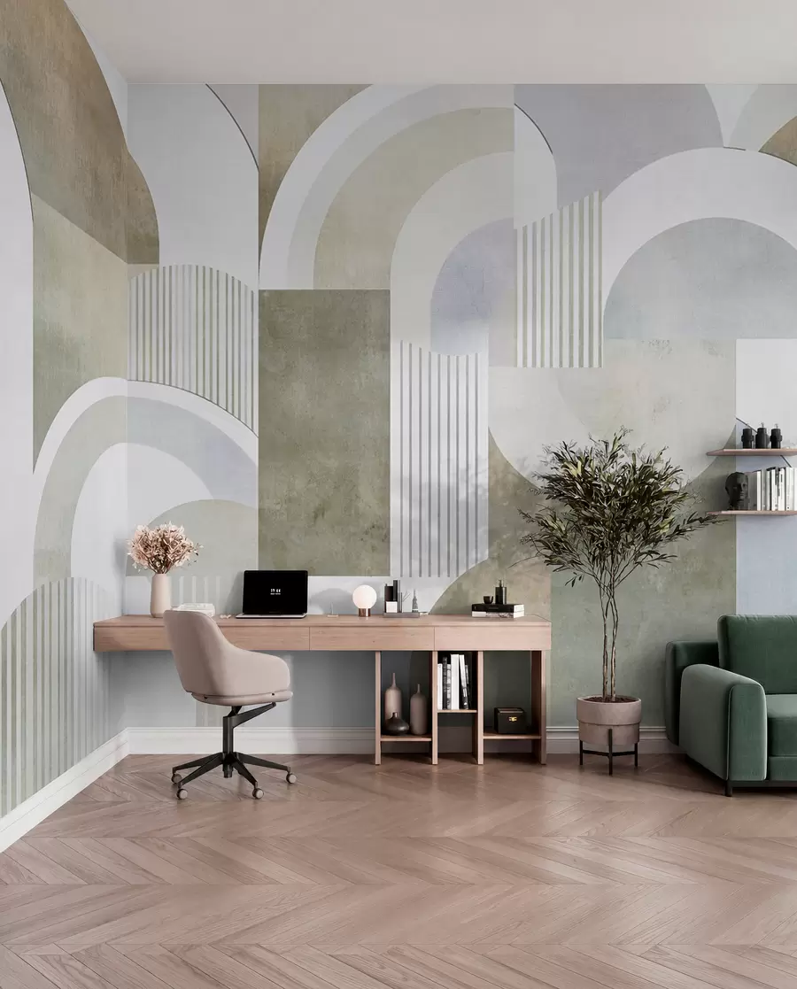fototapeter Abstrakt geometri i art deco-stil med retroeffekt w04079