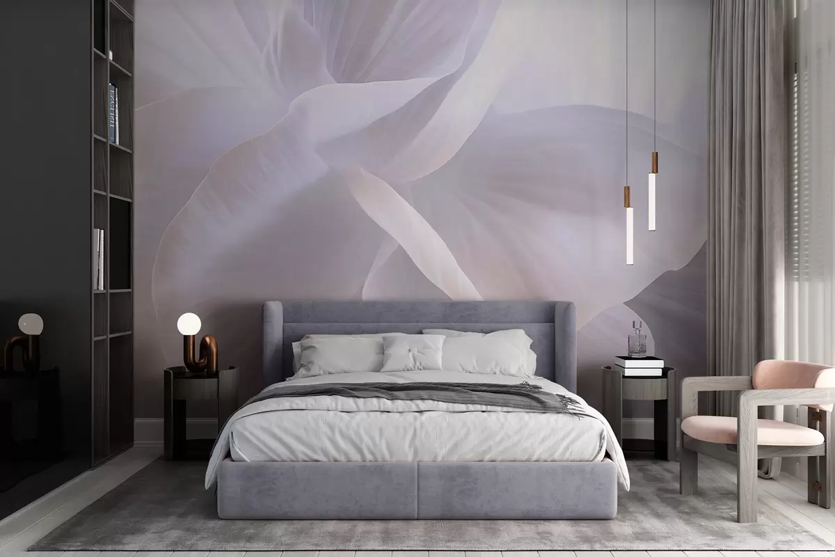 fototapeter Abstrakt, strukturert blomst med delikate kronblader, myk belysning, elegant komposisjon, minimalistisk estetikk w09211