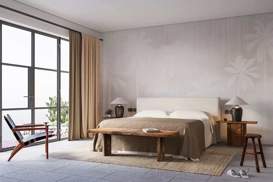 fototapeter Tåke med palmer w04180v2