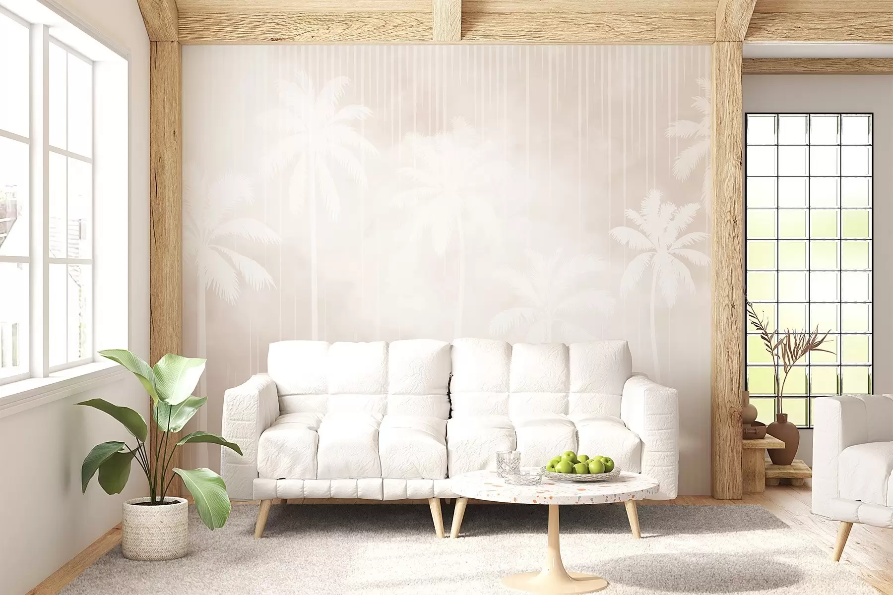 fototapeter Tåke med palmer w04180v2