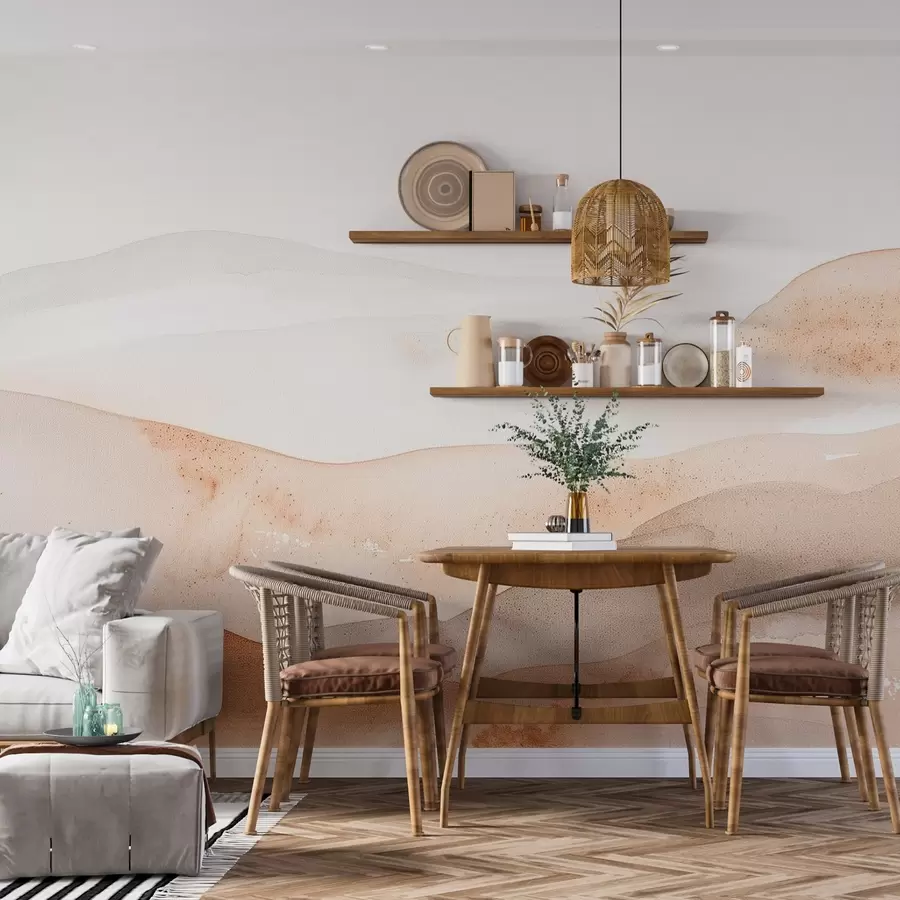 fototapeter Fjell med varmtonet akvarelleffekt w09223v1