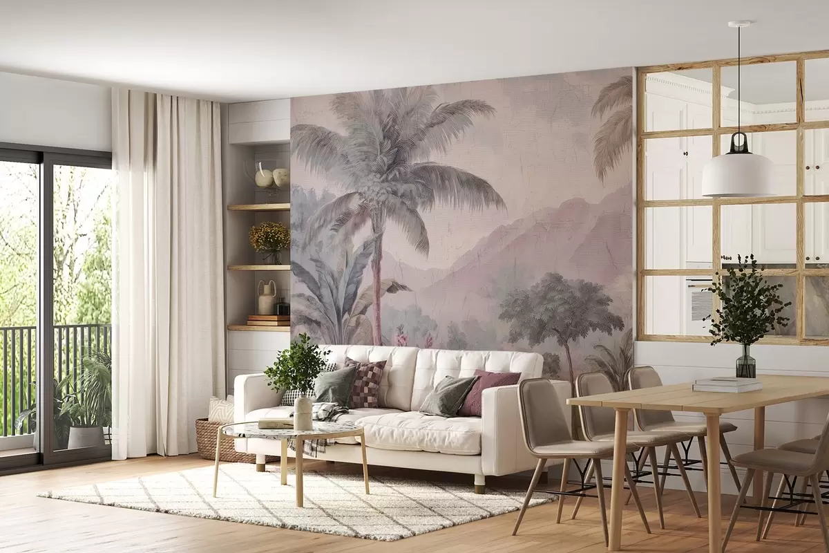 fototapeter tropisk jungel i retrostil w04139