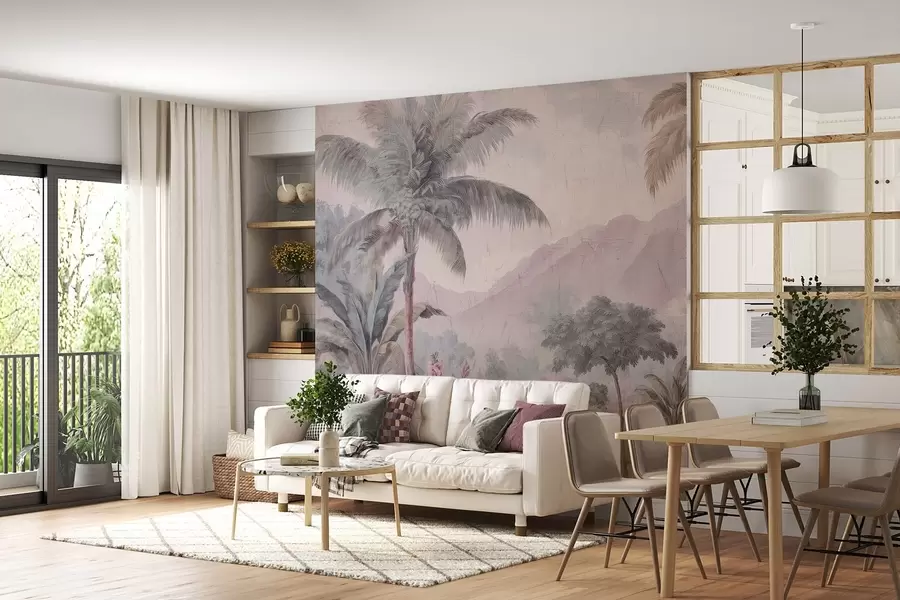 fototapeter tropisk jungel i retrostil w04139