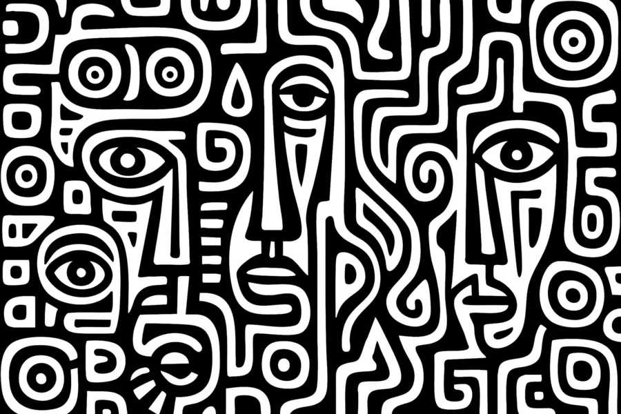 fototapeter Stiliserte ansiktsdetaljer w04186