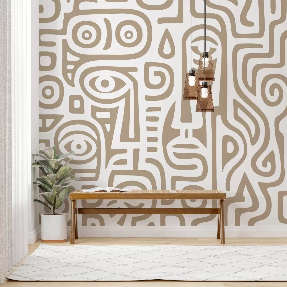 fototapeter Stiliserte ansiktsdetaljer w04186v2