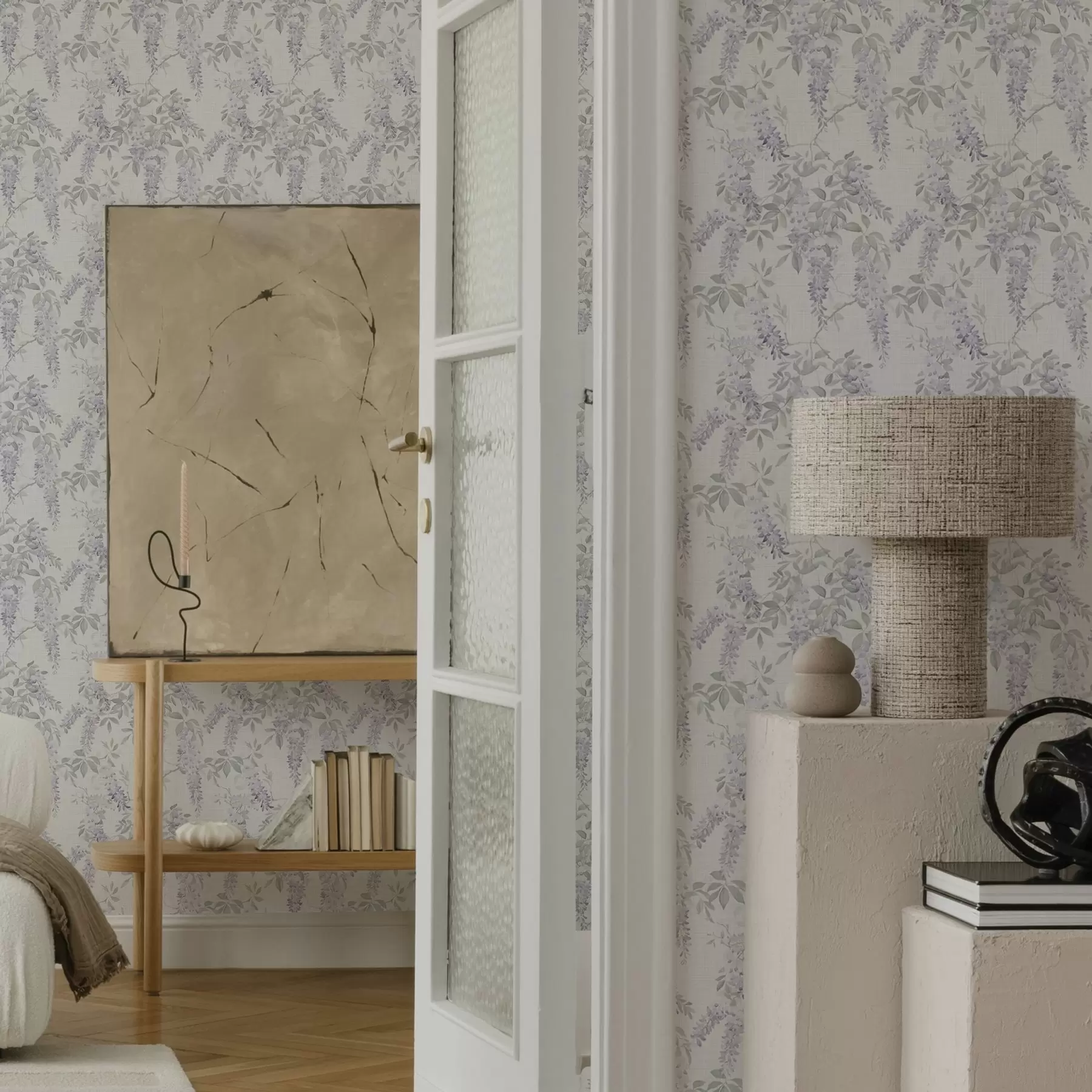 fototapeter Syrinblåregn på hvit bakgrunn, akvarellstil a00239