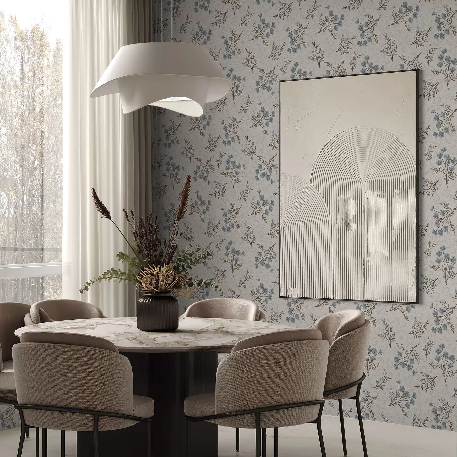 fototapeter Små blå blomster med brune grener a00265