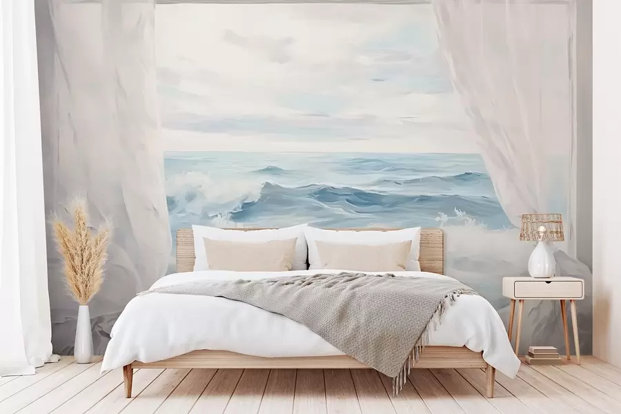 fototapeter Utsikt fra vinduet mot havet w04230