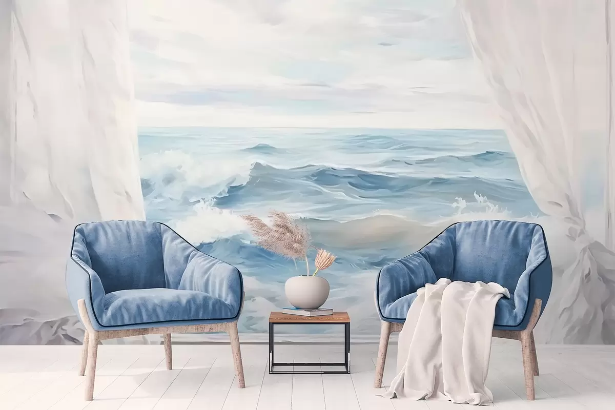 fototapeter Utsikt fra vinduet mot havet w04230