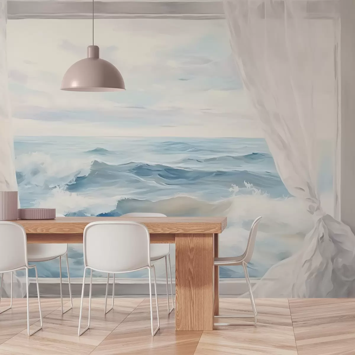 fototapeter Utsikt fra vinduet mot havet w04230