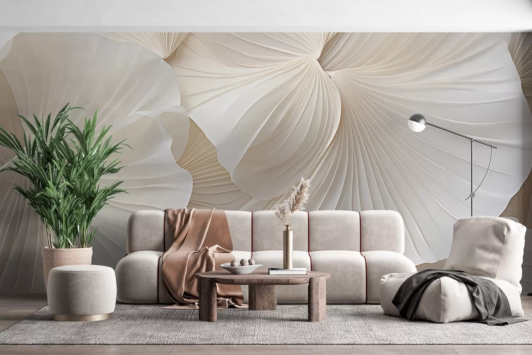 fototapeter kronblad, blomster, hvit, krem, tekstur, ømhet, dekorativ w04216