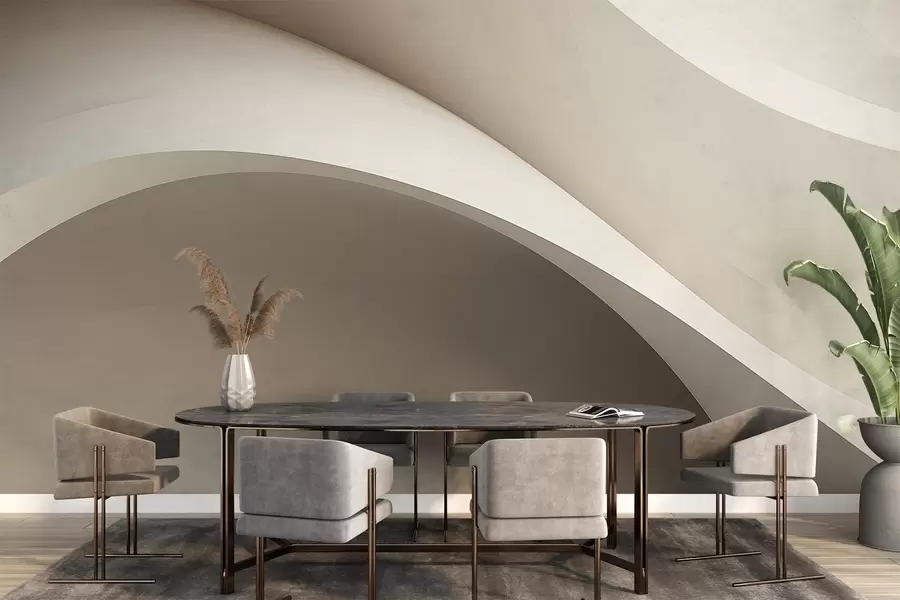 fototapeter abstraksjon, bølger, myke kurver, beige, glatt, linjer, moderne w04217v1