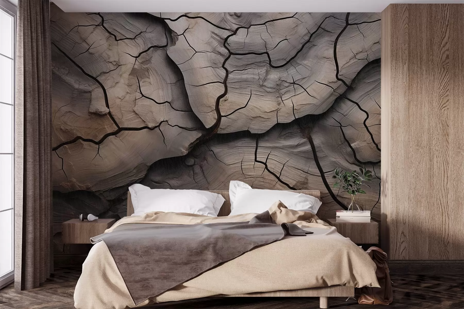 fototapeter tre, sprekker, lys, tekstur, bark, naturlig w04238