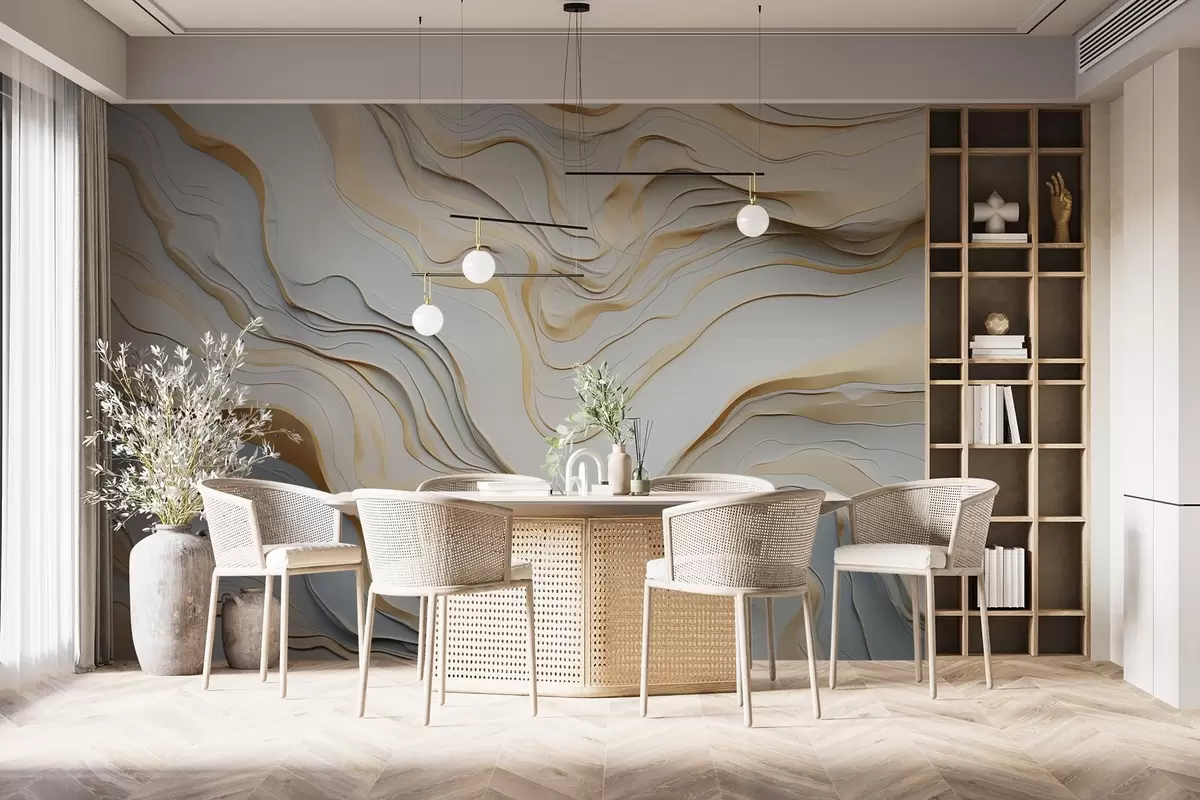 fototapeter lag, bølger, abstraksjon, beige, grå, glatthet, moderne w04255
