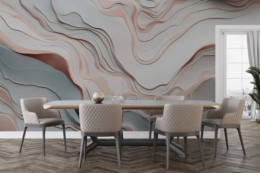 fototapeter lag, bølger, abstraksjon, rosa, grått, myke former, w04255v1