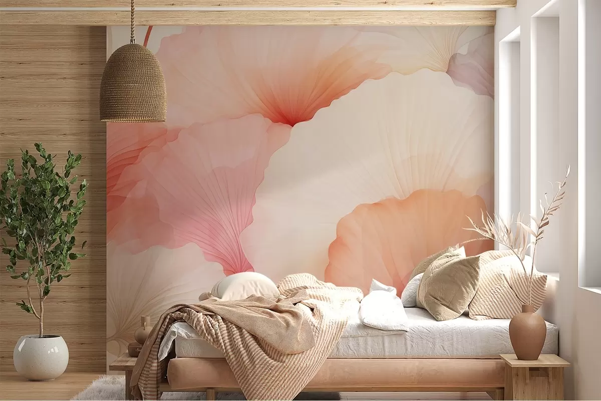 fototapeter blomster, kronblader, rosa, pastell, ømhet, letthet w04256