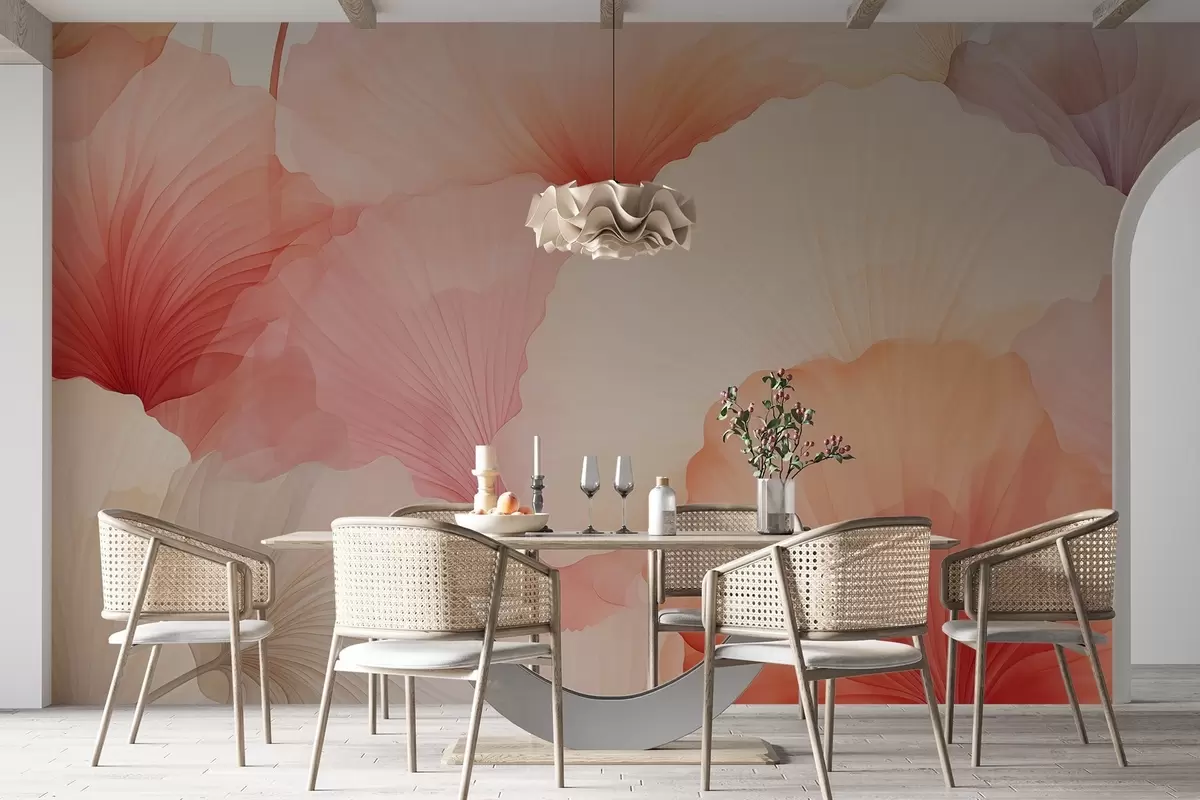 fototapeter blomster, kronblader, rosa, pastell, ømhet, letthet w04256