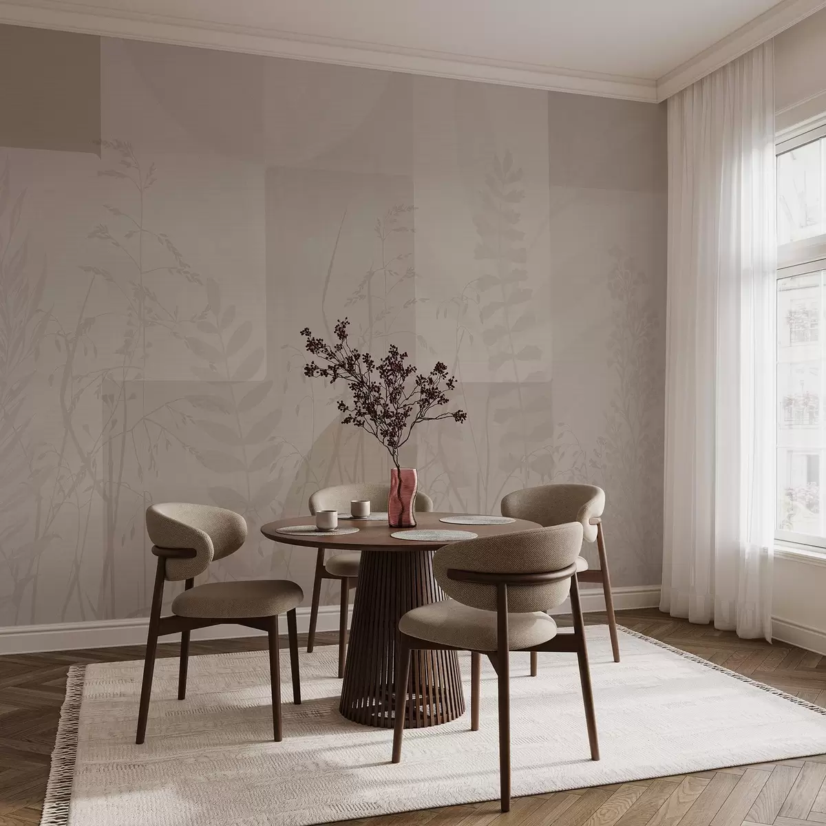 fototapeter Abstraksjon med planter, geometri w04240