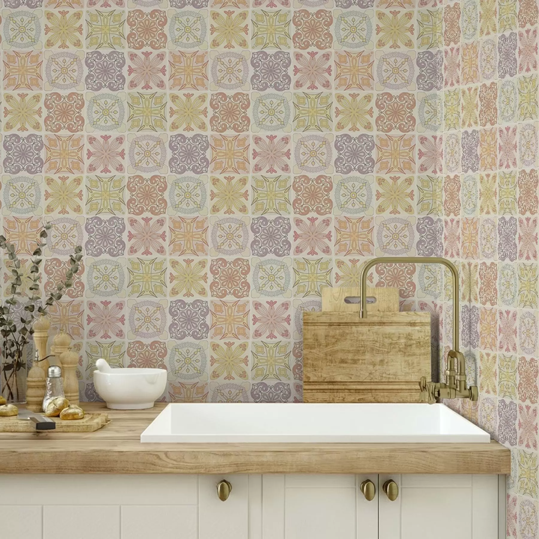 fototapeter Fargede geometriske fliser ornamenter a00284