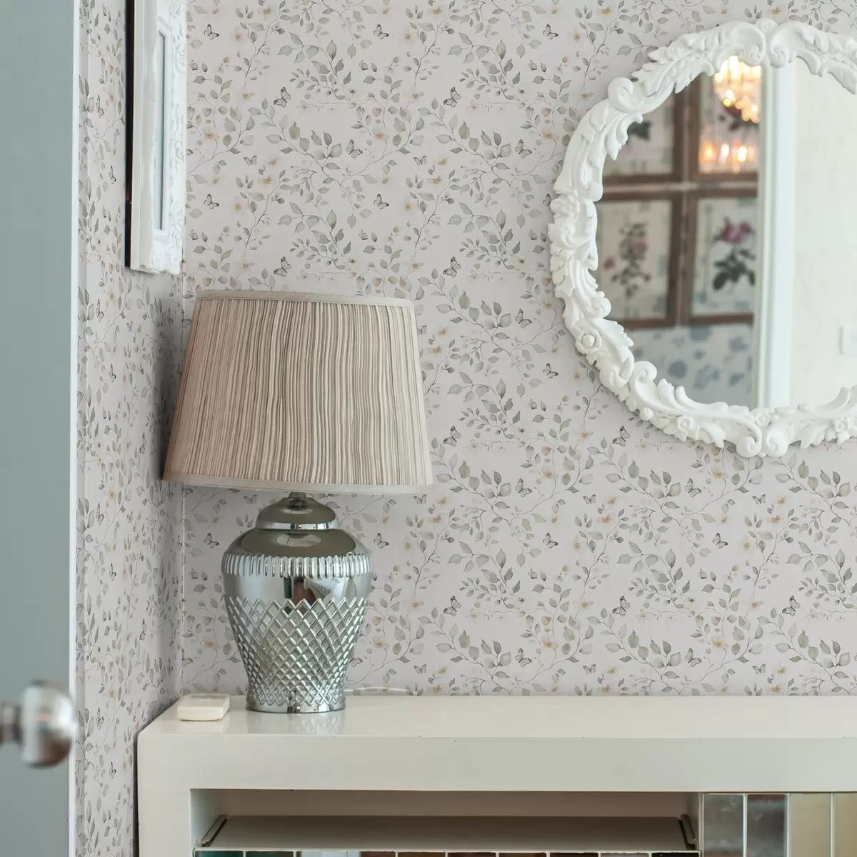 Bakgrunn Lette grener med blader og blomster i små repetisjoner a00343