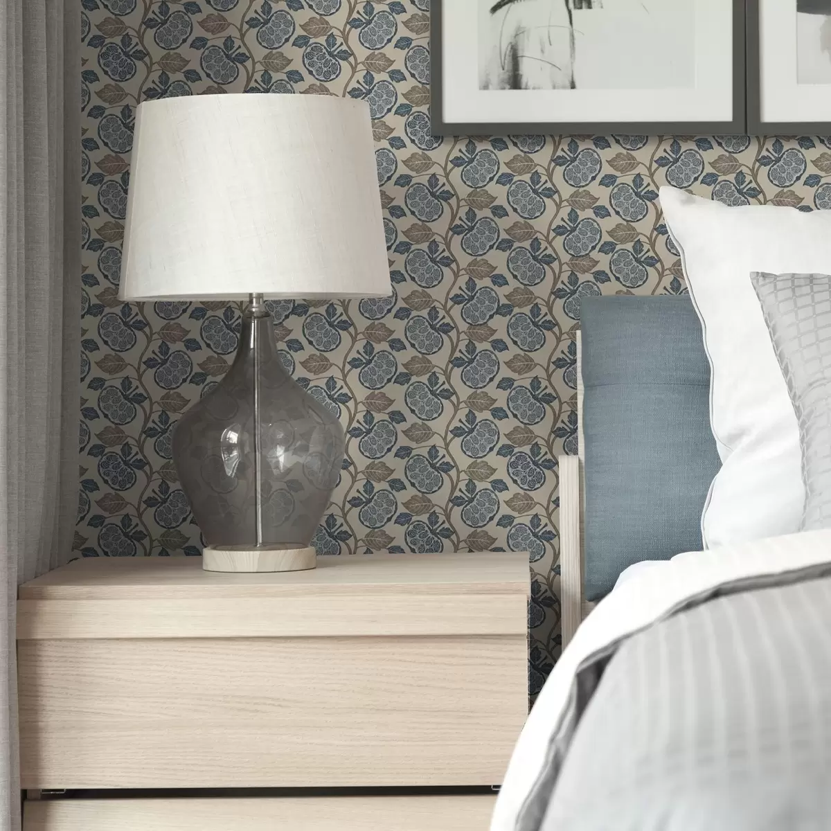 Bakgrunn Symmetrisk mønster med blå og beige elementer a00360